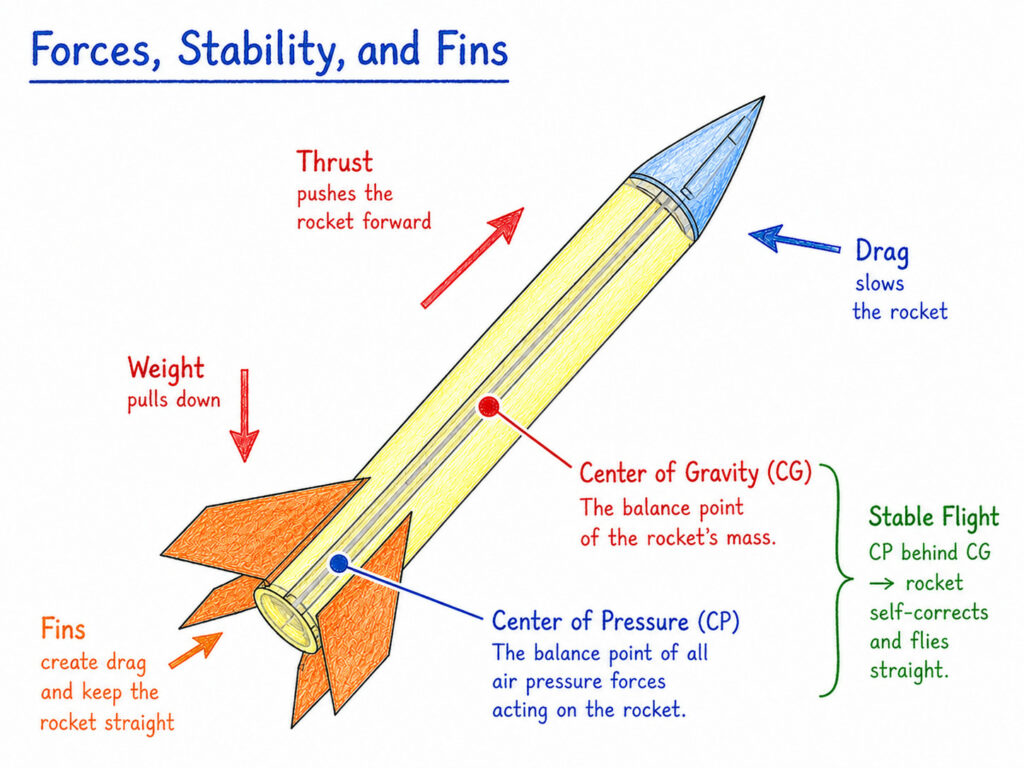 Rocket diagram labeled