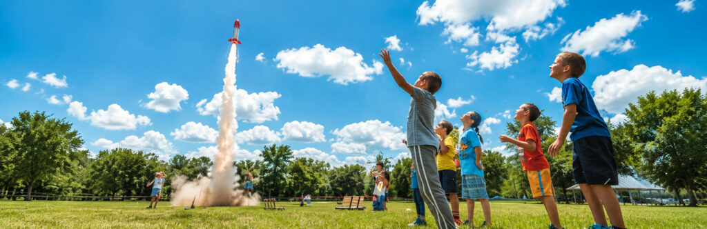 Rocket launch excitement in the park